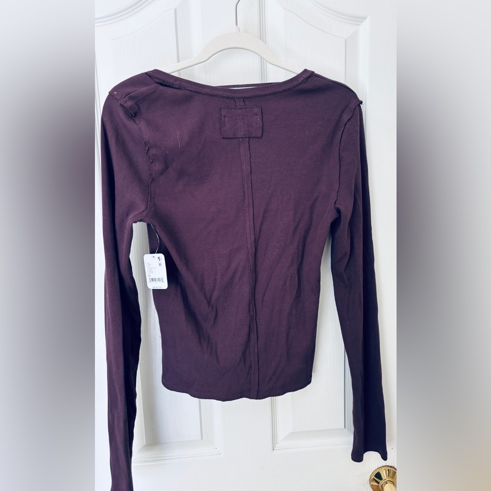 We The Free Plum Long Sleeve V-Neck Women's Top XL New w Tags Lagenlook - Picture 2 of 10